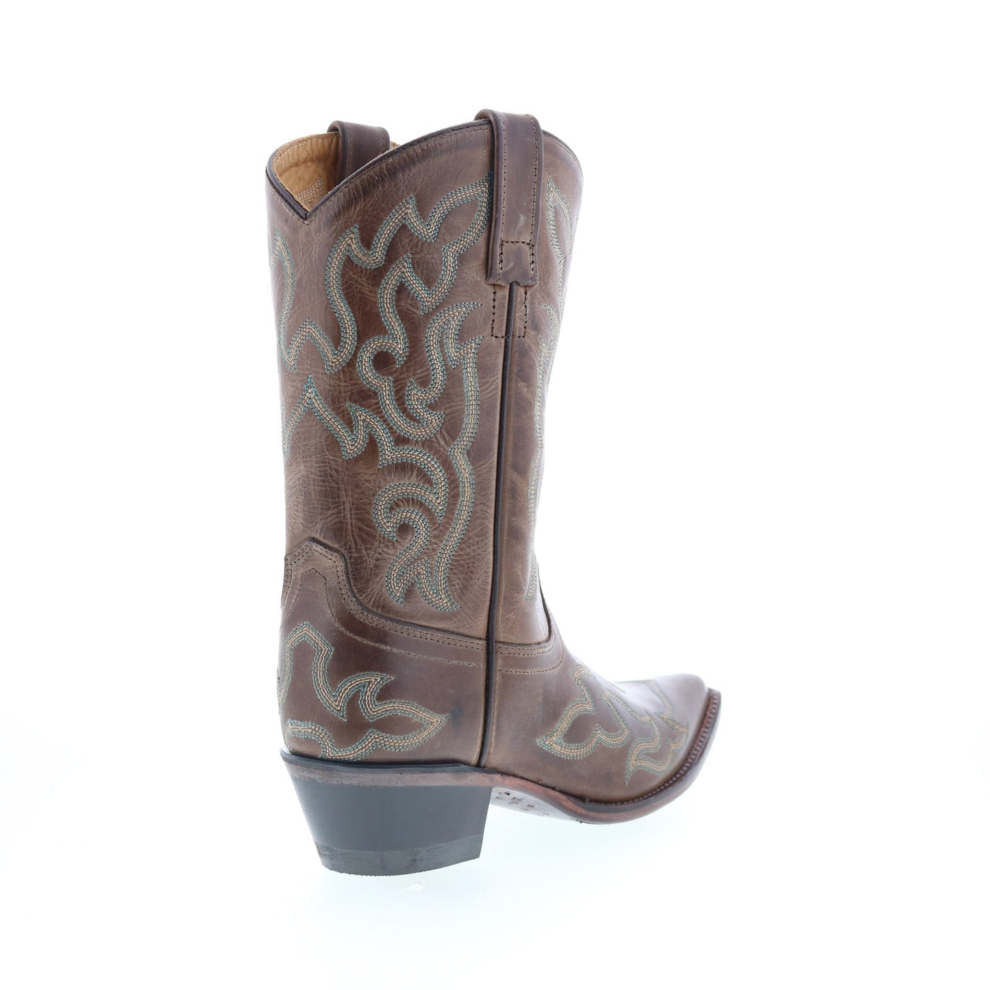 Jama Old West 18051 Womens Brown Leather Slip On Cowboy Western Boots