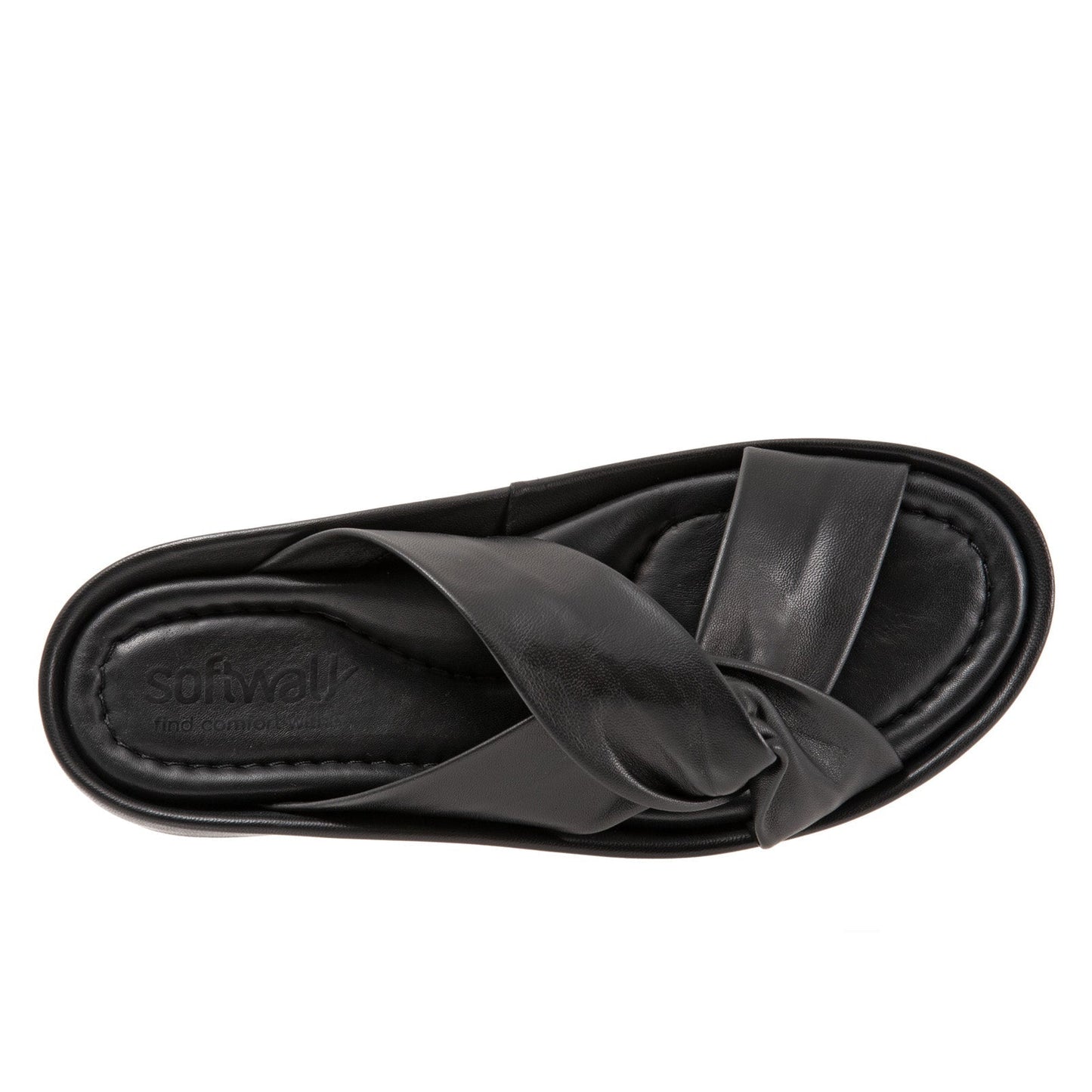 Softwalk Emmie S2221-001 Womens Black Wide Leather Strap Sandals Shoes