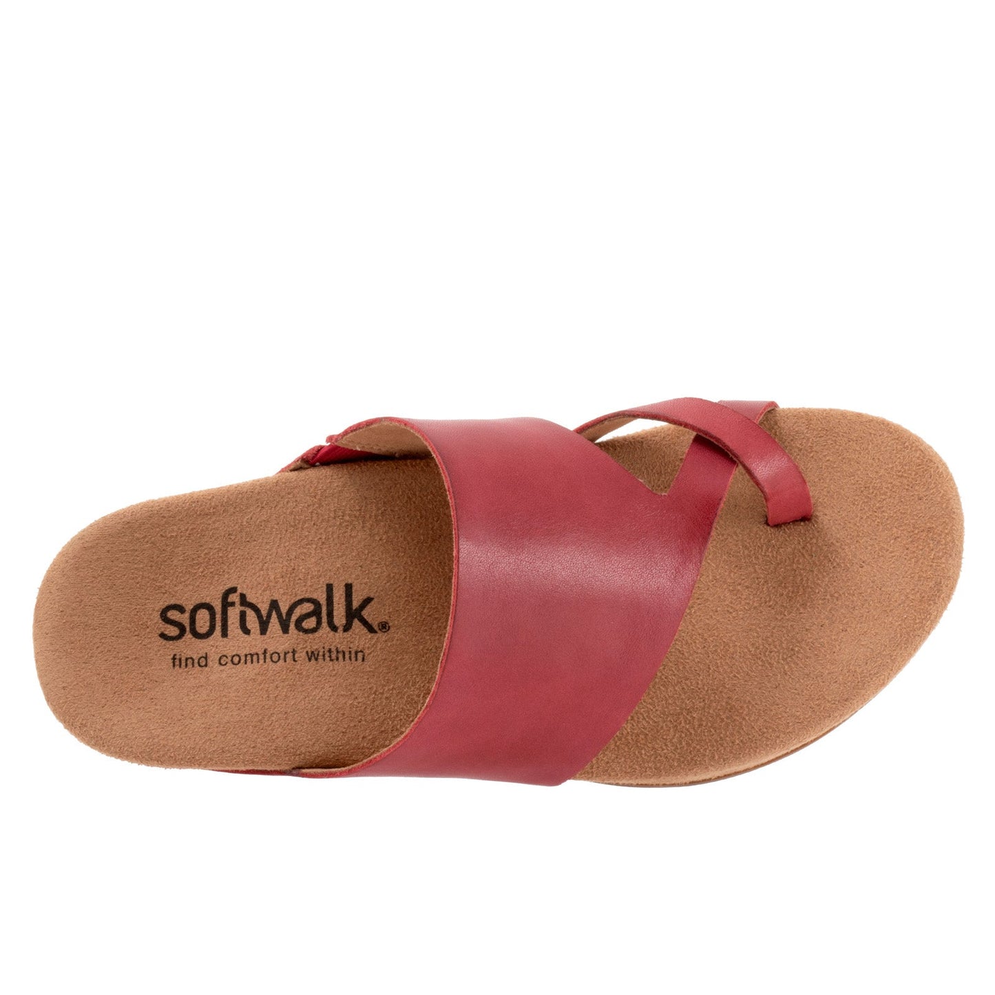 Softwalk Blaine S2305-601 Womens Red Leather Slip On Slides Sandals Shoes