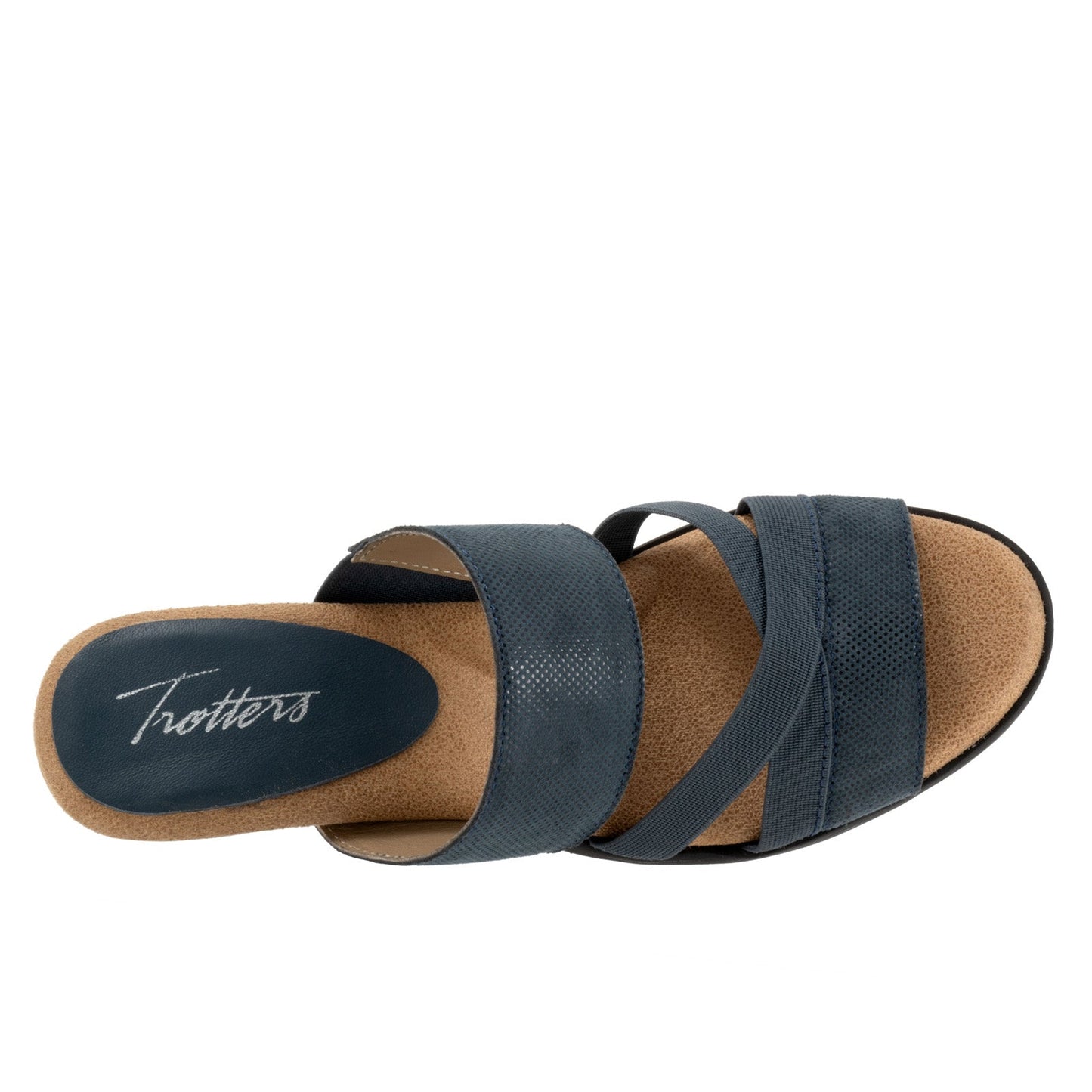 Trotters Maxine T2207-406 Womens Blue Leather Slip On Heeled Sandals Shoes