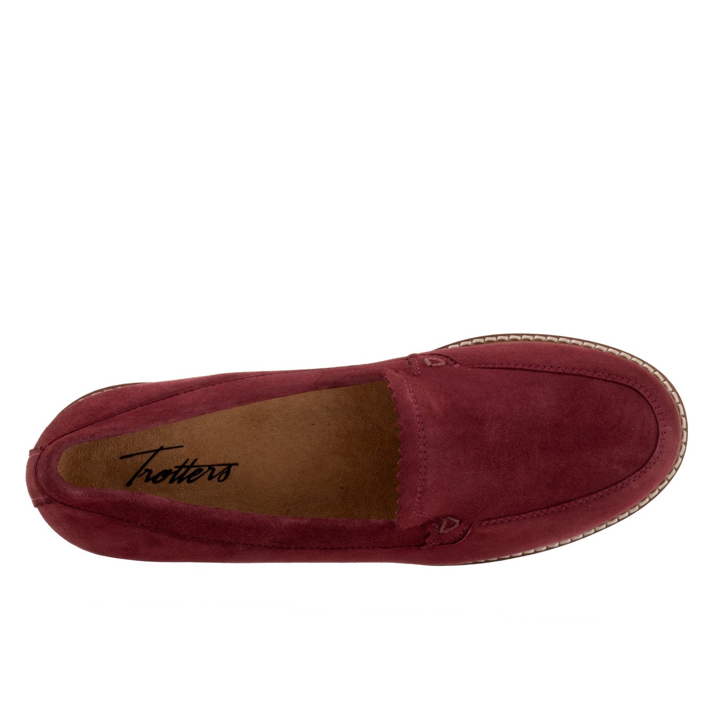 Trotters Fayth T2359-647 Womens Red Suede Slip On Loafer Flats Shoes