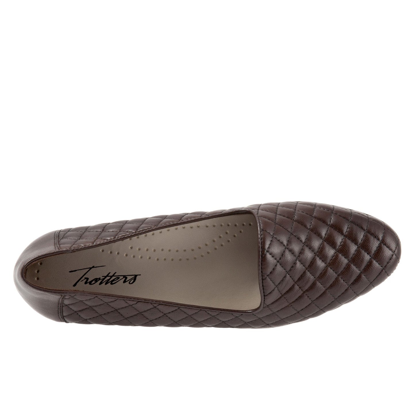 Trotters Liz T5158-235 Womens Brown Wide Leather Slip On Loafer Flats Shoes