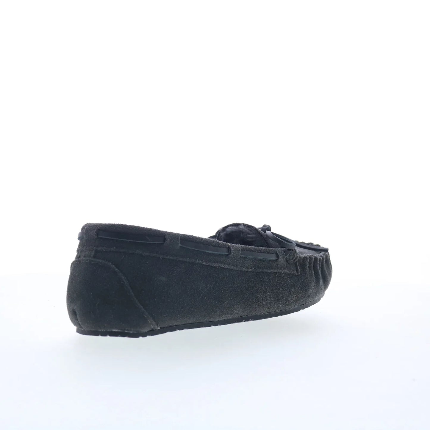 Minnetonka Junior Trapper 4034 Womens Black Suede Loafer Slippers Shoes