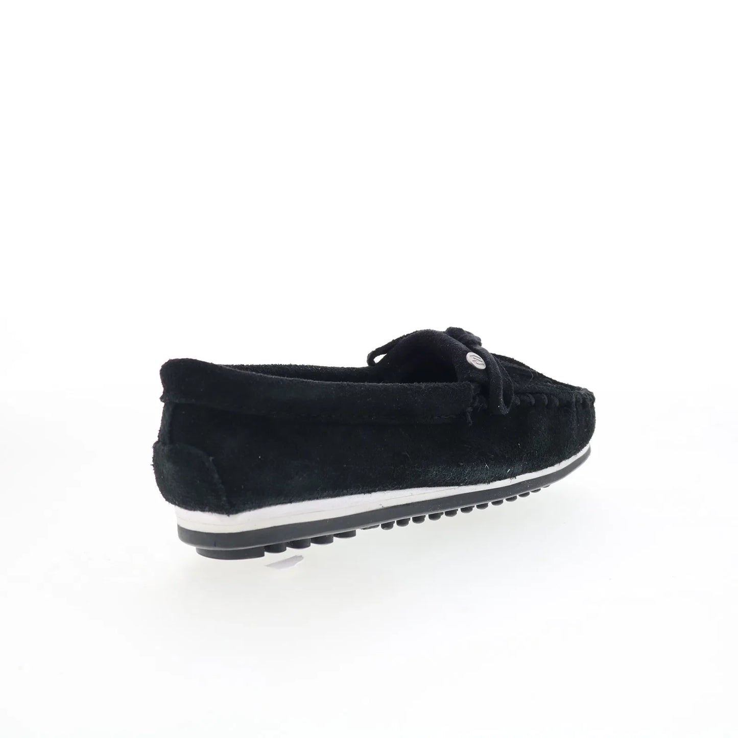 Minnetonka Kilty Plus 4300W Womens Black Wide Suede Loafer Flats Shoes