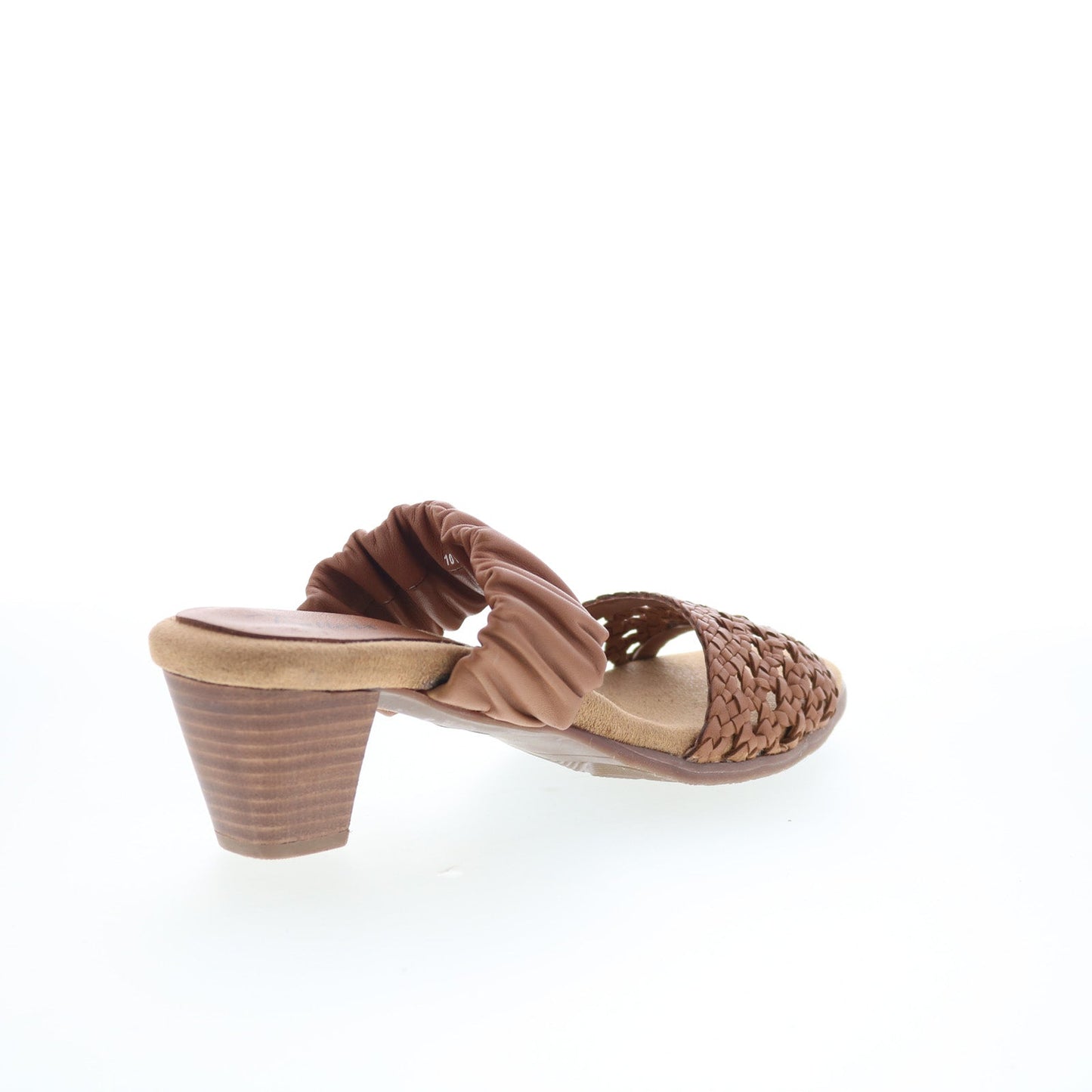 Trotters Mae T2314-215 Womens Brown Leather Slip On Heeled Sandals Shoes