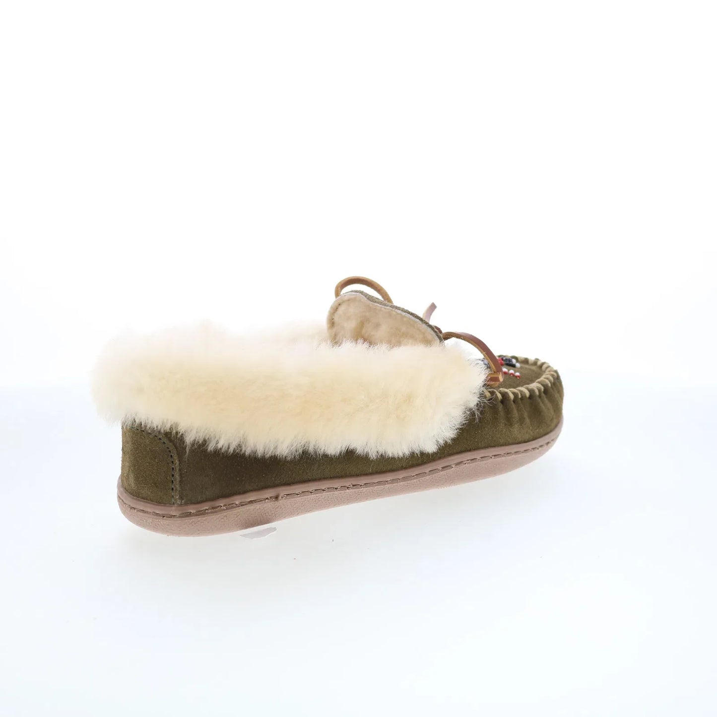 Minnetonka Thunderbird Animikii Alpine Womens Green Suede Loafer Flats Shoes