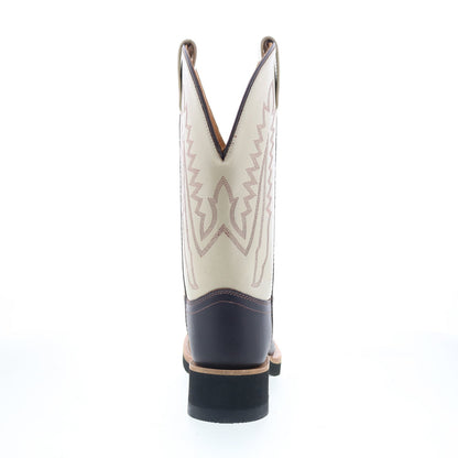 Jama Old West 1642L Womens Brown Leather Slip On Cowboy Western Boots