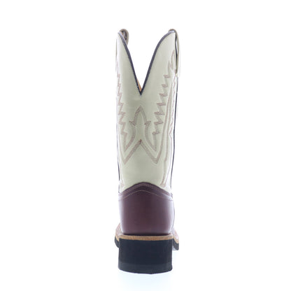 Jama Old West 1654L Womens Burgundy Leather Slip On Cowboy Western Boots