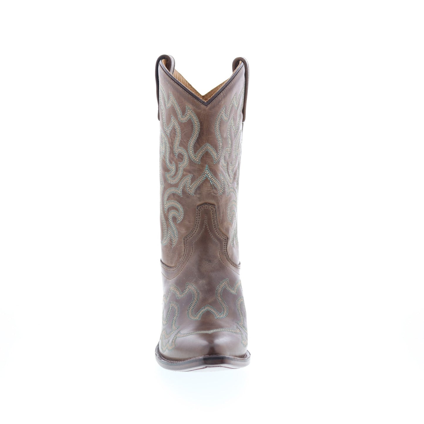 Jama Old West 18051 Womens Brown Leather Slip On Cowboy Western Boots