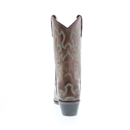 Jama Old West 18051 Womens Brown Leather Slip On Cowboy Western Boots