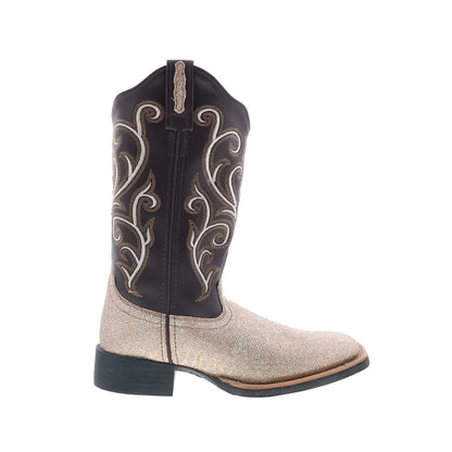 Jama Old West Medium Square Toe 18125 Womens Brown Cowboy Western Boots