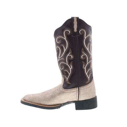 Jama Old West Medium Square Toe 18125 Womens Brown Cowboy Western Boots