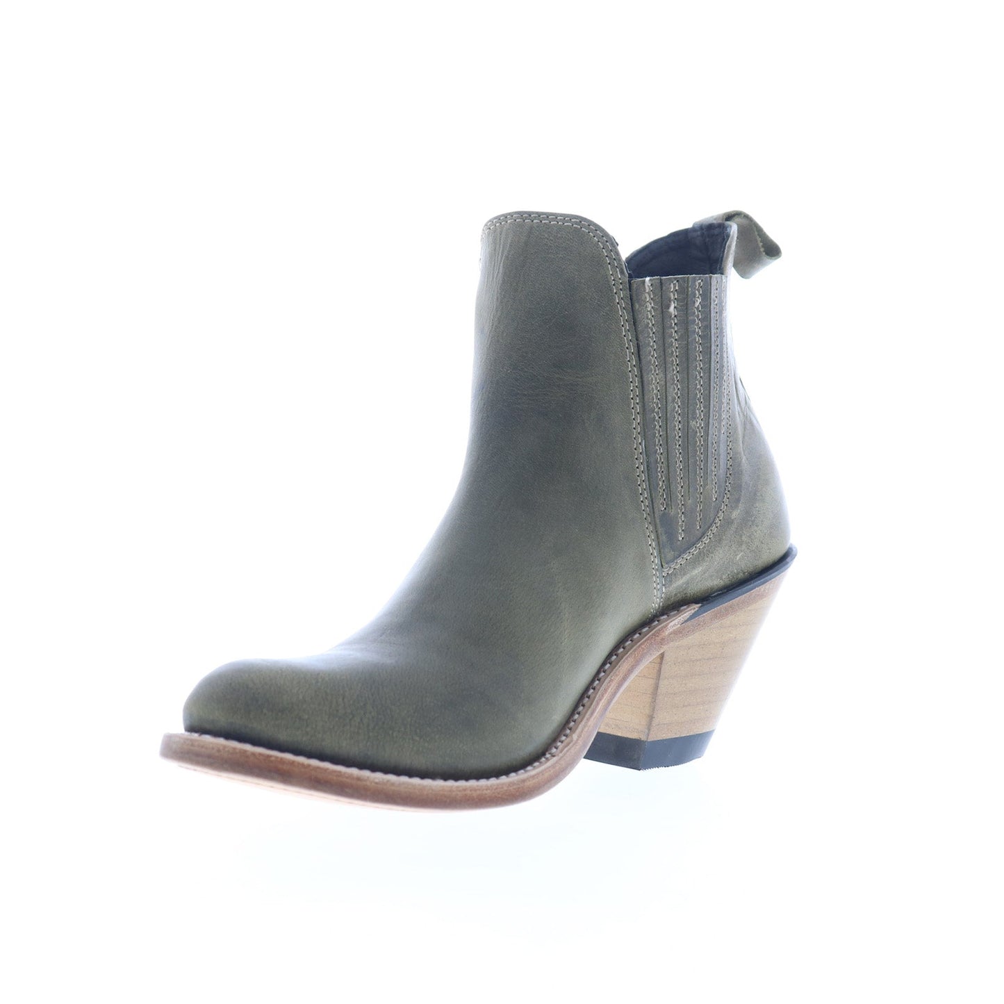 Jama Old West 18158 Womens Green Leather Slip On Cowboy Western Boots