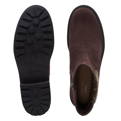 Clarks Opal Sky 26167848 Womens Brown Suede Slip On Chelsea Boots