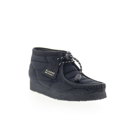 Clarks Wallabee Boot 26168587 Womens Black Canvas Lace Up Chukkas Boots