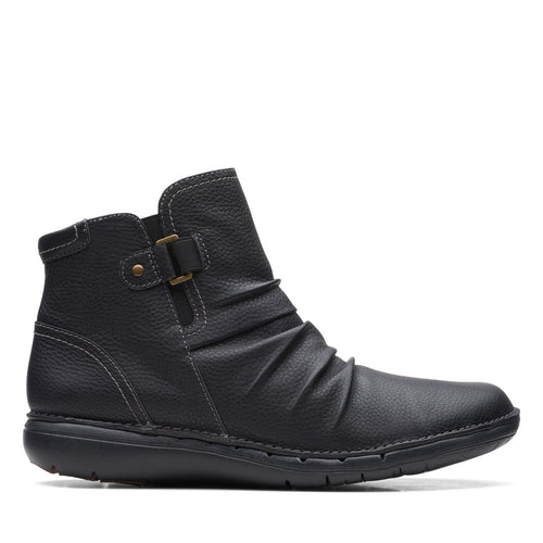 Clarks Un Loop Top 26168673 Womens Black Leather Ankle & Booties Boots