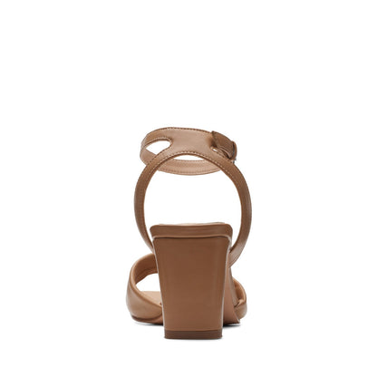 Clarks Seren 65 Strap 26171055 Womens Brown Leather Heeled Sandals Shoes