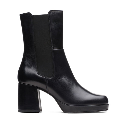 Clarks Pique Up 26172271 Womens Black Leather Slip On Chelsea Boots