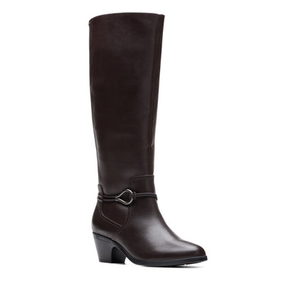 Clarks Emily 2 Sky 26174084 Womens Brown Leather Zipper Knee High Boots