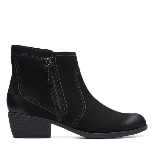 Clarks Charlten Ave 26174174 Womens Black Wide Nubuck Ankle & Booties Boots