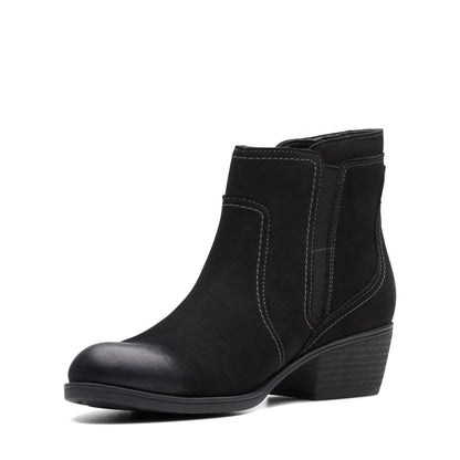 Clarks Charlten Ave 26174174 Womens Black Wide Nubuck Ankle & Booties Boots