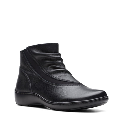 Clarks Cora Derby 26174189 Womens Black Wide Leather Ankle & Booties Boots