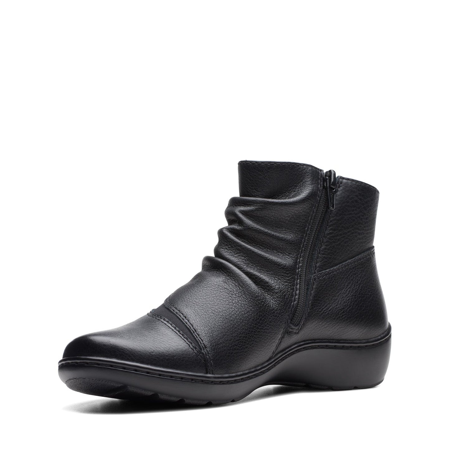 Clarks Cora Derby 26174189 Womens Black Wide Leather Ankle & Booties Boots