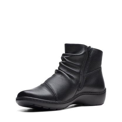 Clarks Cora Derby 26174189 Womens Black Wide Leather Ankle & Booties Boots