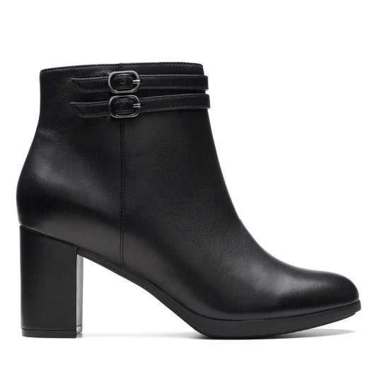 Clarks Bayla Light 26174481 Womens Black Leather Zipper Ankle & Booties Boots