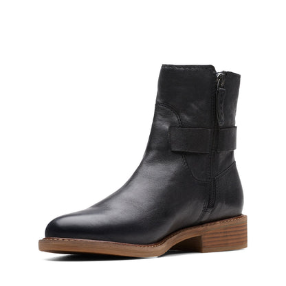 Clarks Cologne Strap 26174771 Womens Black Wide Ankle & Booties Boots
