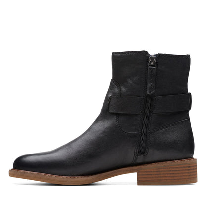 Clarks Cologne Strap 26174771 Womens Black Wide Ankle & Booties Boots