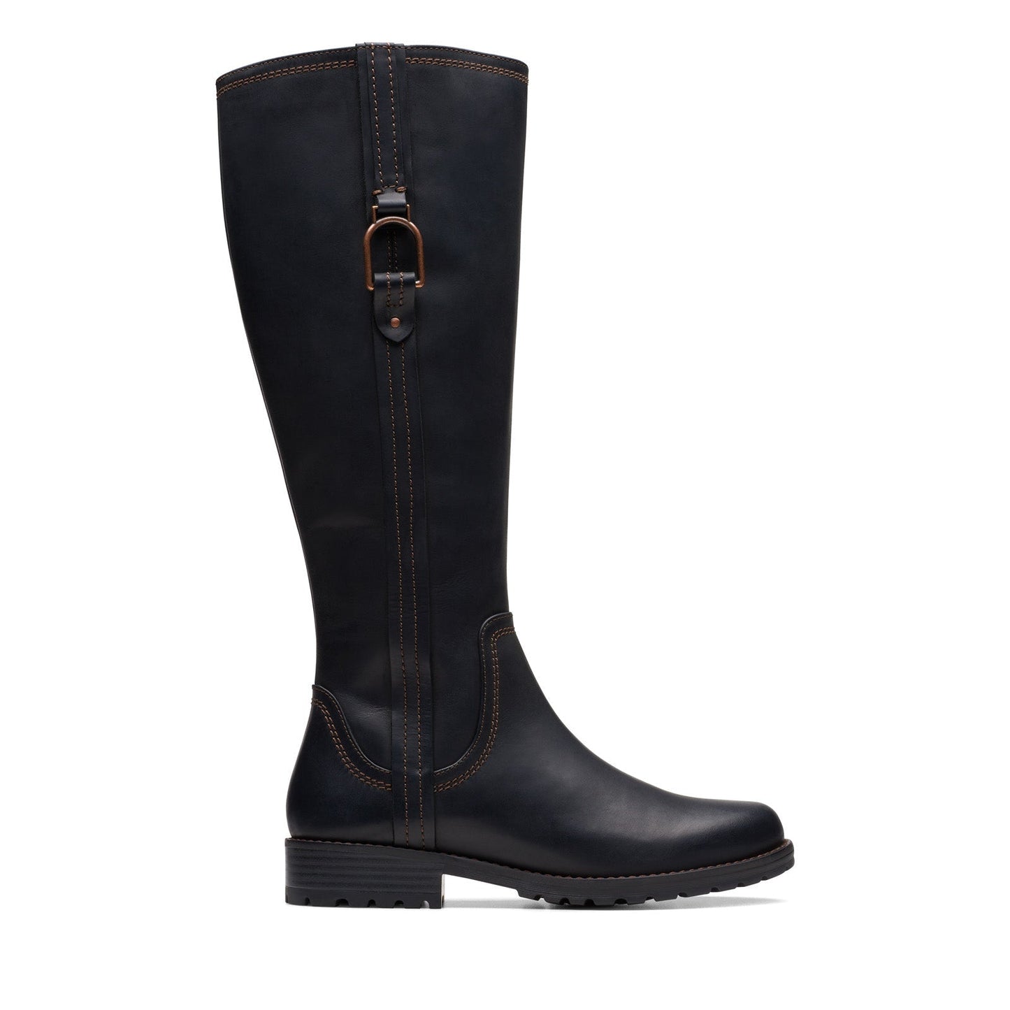 Clarks Aspra HI 26174955 Womens Black Leather Zipper Knee High Boots