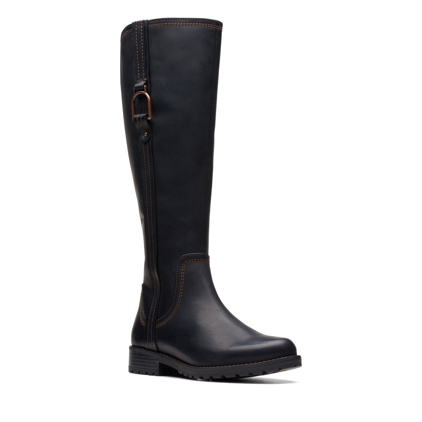 Clarks Aspra HI 26174955 Womens Black Leather Zipper Knee High Boots