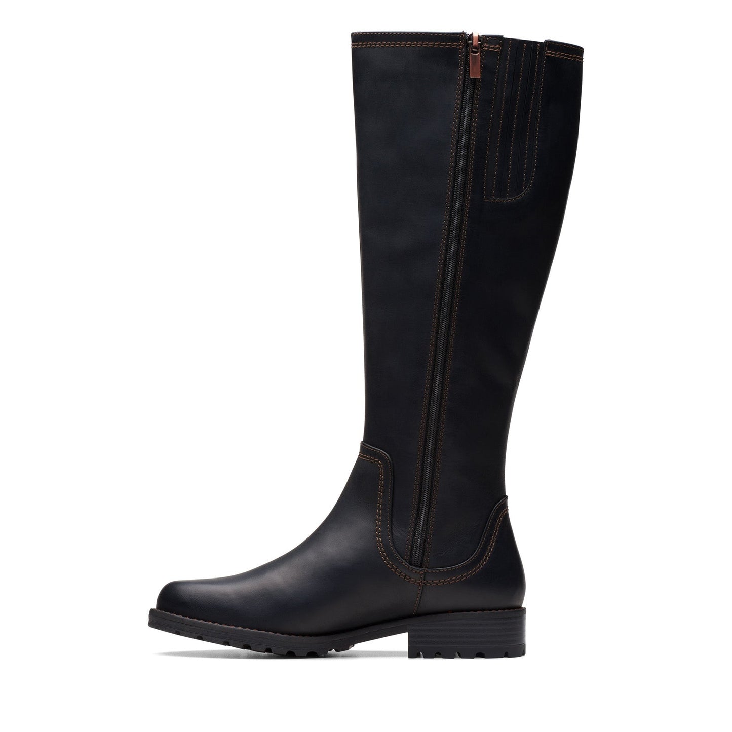 Clarks Aspra HI 26174955 Womens Black Leather Zipper Knee High Boots