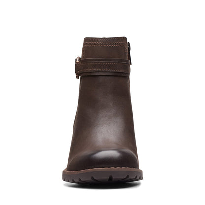 Clarks Leda Strap 26174960 Womens Brown Leather Ankle & Booties Boots