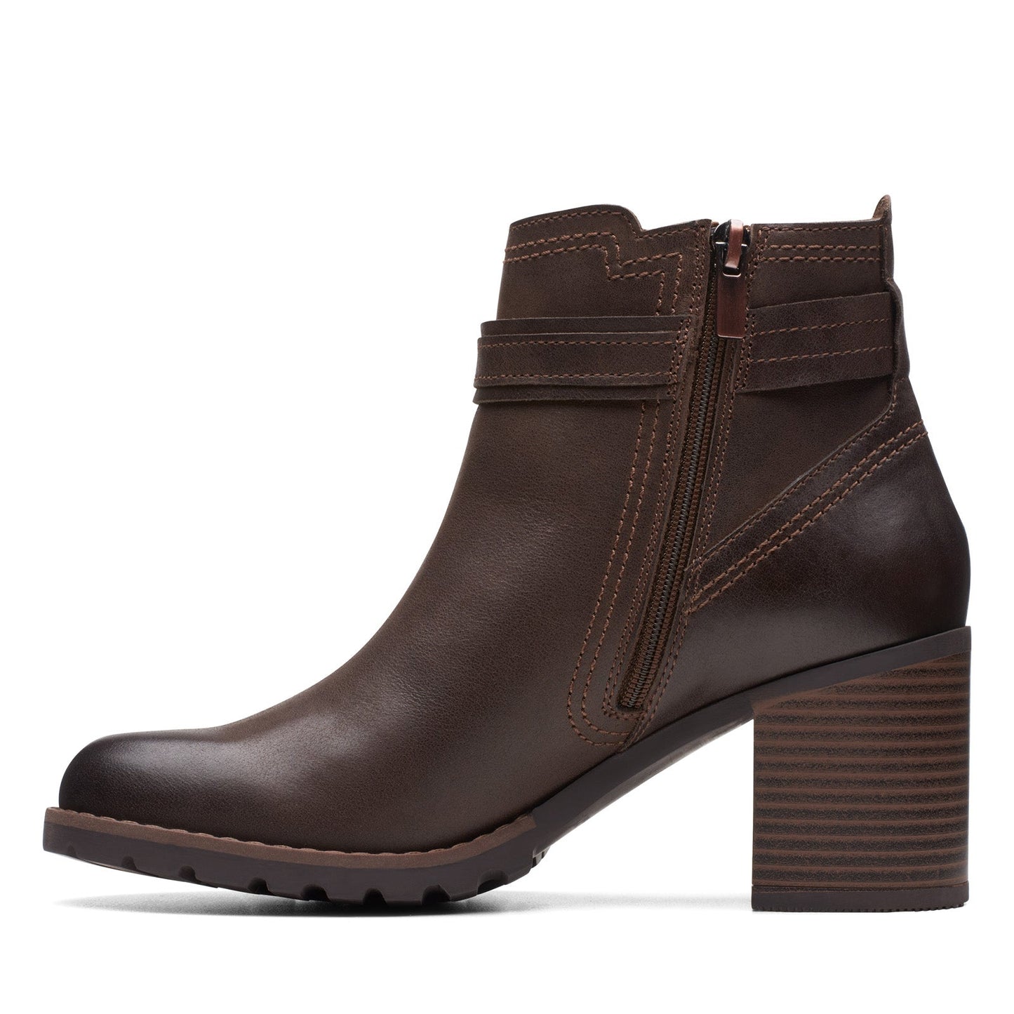 Clarks Leda Strap 26174960 Womens Brown Leather Ankle & Booties Boots