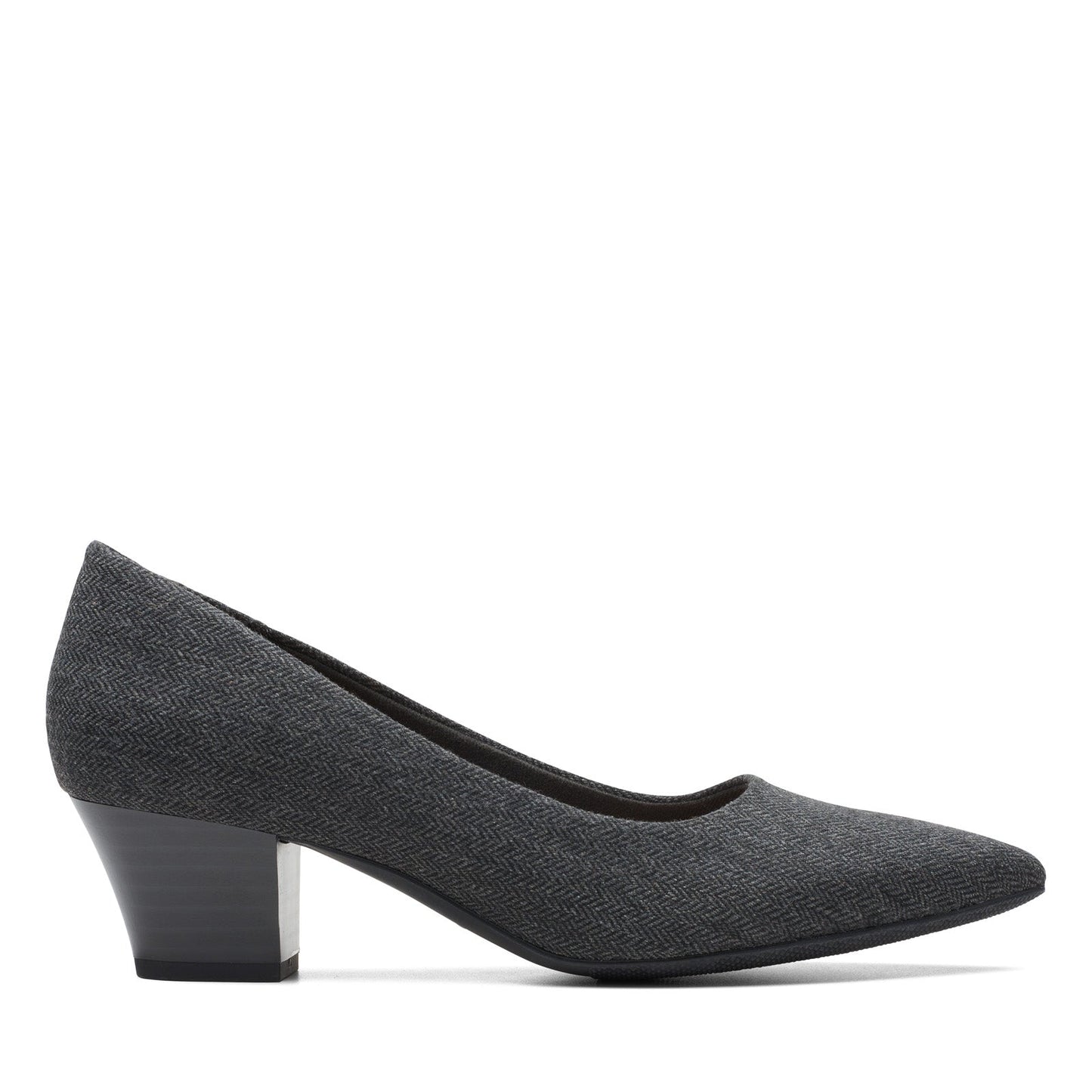 Clarks Teresa Step 26175159 Womens Gray Canvas Slip On Pumps Heels Shoes