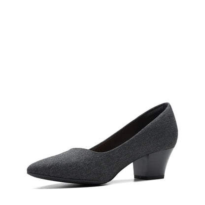 Clarks Teresa Step 26175159 Womens Gray Canvas Slip On Pumps Heels Shoes