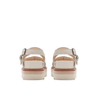 Clarks Orianna Glide 26176642 Womens Beige Leather Platform Sandals Shoes