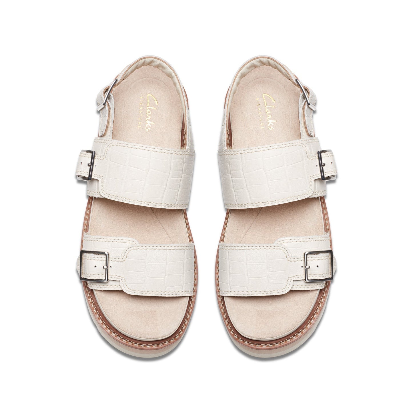 Clarks Orianna Glide 26176642 Womens Beige Leather Platform Sandals Shoes