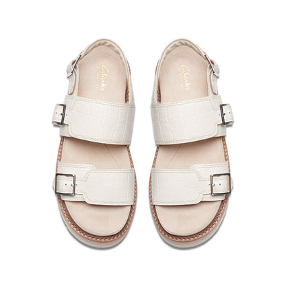 Clarks Orianna Glide 26176642 Womens Beige Leather Platform Sandals Shoes