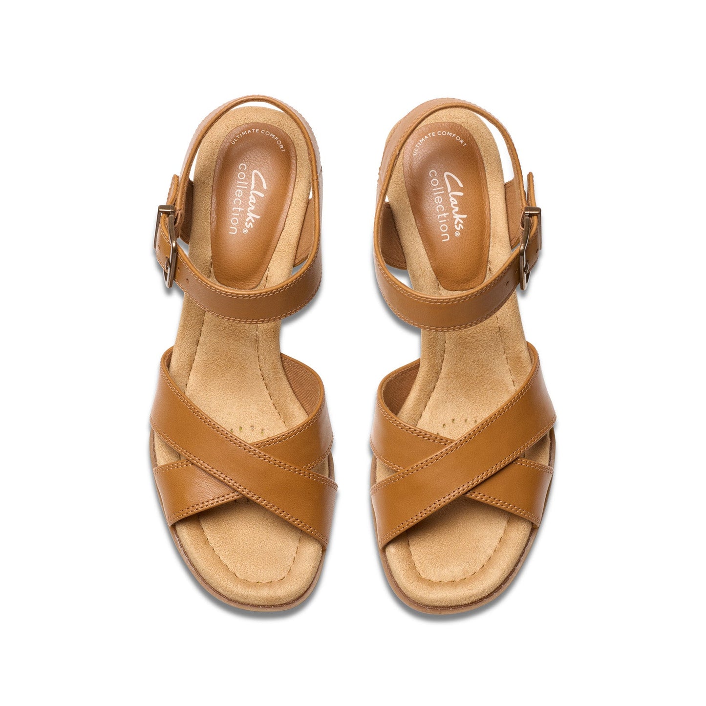 Clarks Emmalae Iris 26181665 Womens Brown Wide Leather Wedges Heels Shoes