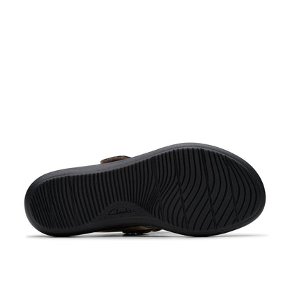 Clarks Laurieann Palm 26181707 Womens Brown Leather Flip-Flops Sandals Shoes