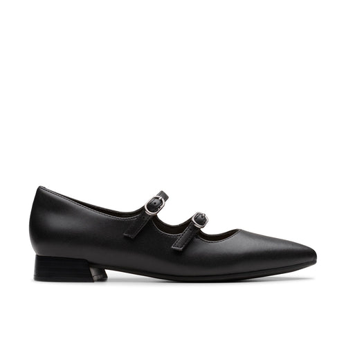Clarks Natalyn Lane 26181929 Womens Black Wide Leather Mary Jane Flats Shoes