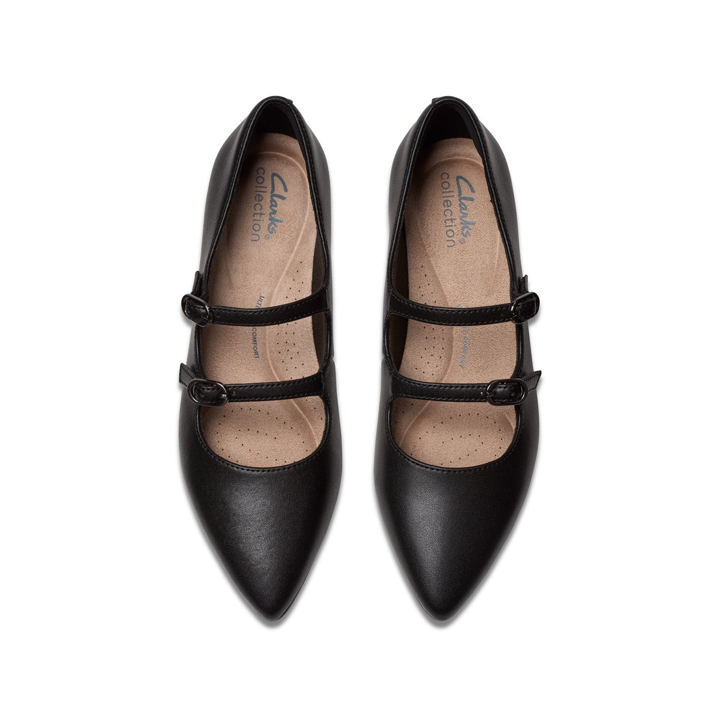 Clarks Natalyn Lane 26181929 Womens Black Wide Leather Mary Jane Flats Shoes