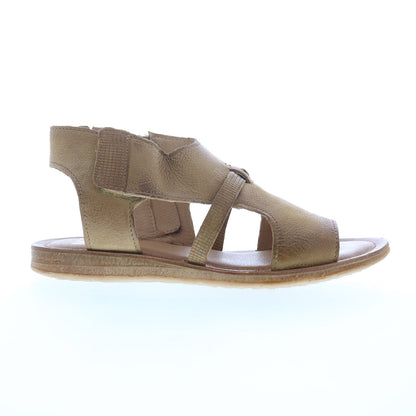 Miz Mooz Finnley Womens Brown Leather Zipper Strap Sandals Shoes