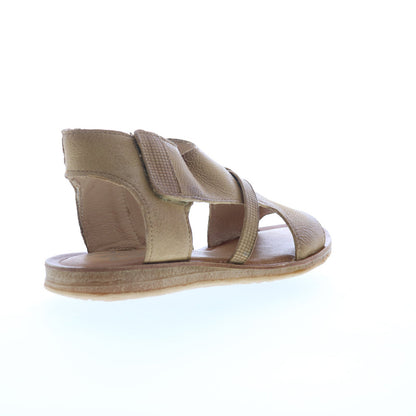 Miz Mooz Finnley Womens Brown Leather Zipper Strap Sandals Shoes