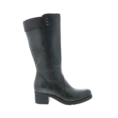 Miz Mooz Sharen Womens Green Leather Zipper Knee High Boots