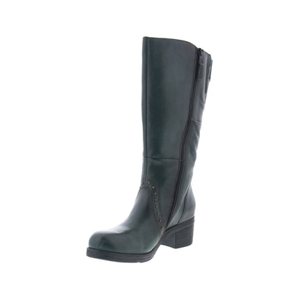 Miz Mooz Sharen Womens Green Leather Zipper Knee High Boots