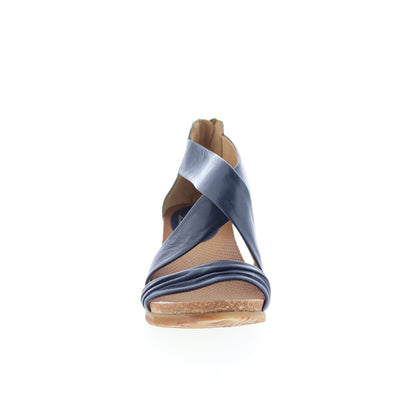 Miz Mooz Monarch 675028-101-6357 Womens Blue Leather Wedges Sandals Shoes